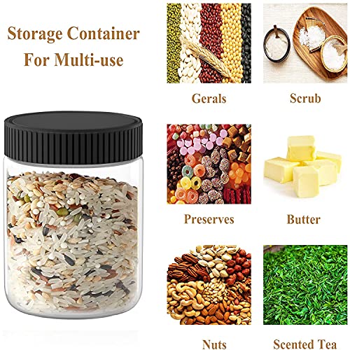 6 Pack 8 Oz Plastic Jars with Black Lids (6 Count)