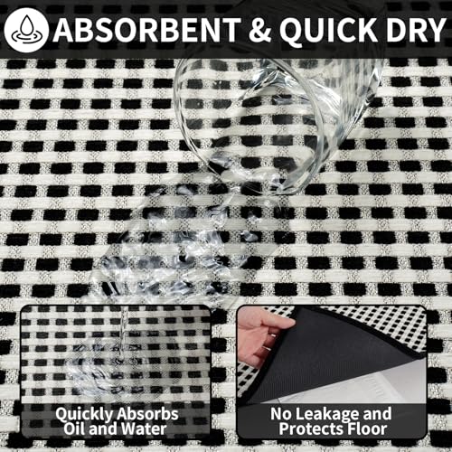 Kitchen Mat Kitchen Rugs Sets of 2 PCS Non Slip Black 17"x30"+17"x47" (2622 sq in Count)
