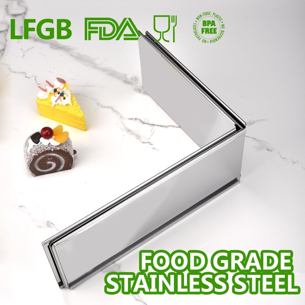 Guowall Extensible Rectangular Cake Mould Stainless Steel Pastry Ring Mold for Tiramisu Rectangle Adjustable Baking Frame Big Size for Multiple Size - 10 x 7 inch - Culinary Roots