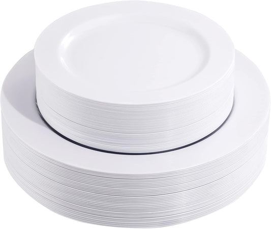 FLOWERCAT 60PCS White Plastic Plates - Heavy Duty White Disposable Plates for Birthday Party/Wedding -serve for 30 guests Include 30PCS 10.25" Dinner Plates & 30PCS 7.5" Dessert Plates for Party - Culinary Roots