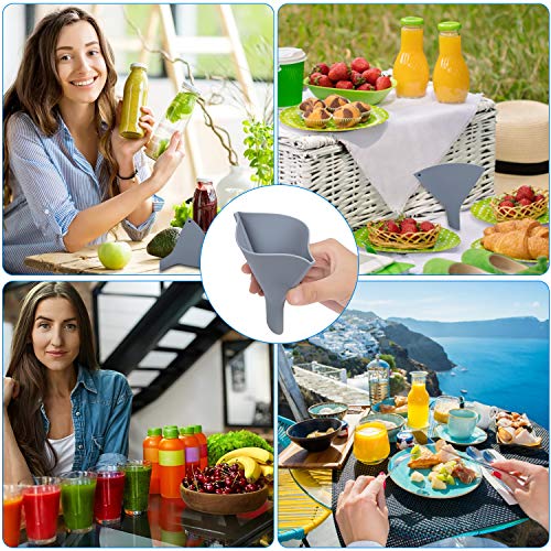 Fan Shaped Silicone Funnel for Filling Bottles Collapsible Funnel for Kitchen Use Foldable Funnels for Water Bottle Liquid Transter Food Grade for PowderFDA Gray