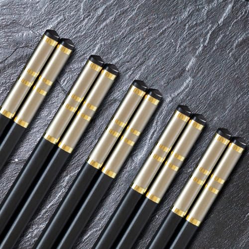 Chopsticks Reusable 5 Pairs Fiberglass Chopsticks Dishwasher Safe Square Lightweight Non