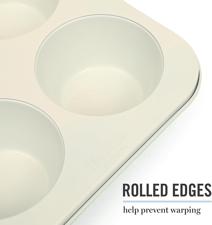 Martha Stewart Gallen 6 Cup Nonstick Carbon Steel Muffin and Cupcake Pan - Teal Durable Bakeware for Muffins, Cupcakes & Mini Cakes