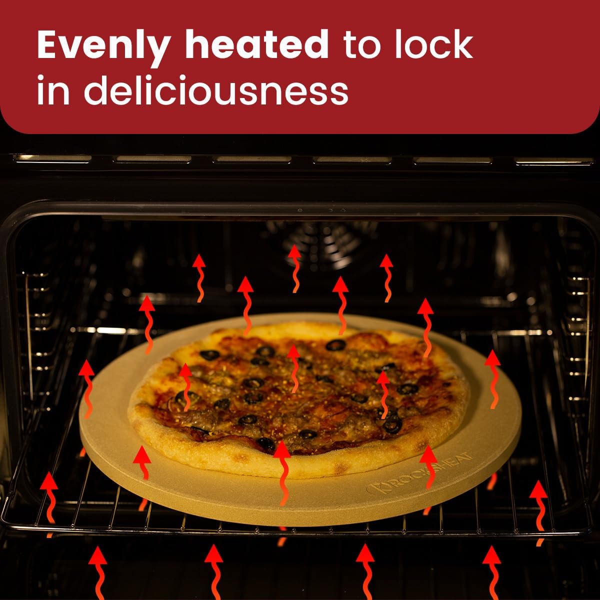 K ROCKSHEAT Pizza Stone Round 16 Inch for Grill and Oven, Large Cordierite Baking Stone for Bread, Safe Circular Cooking Stone for Grill 16", Easy to Clean - Culinary Roots