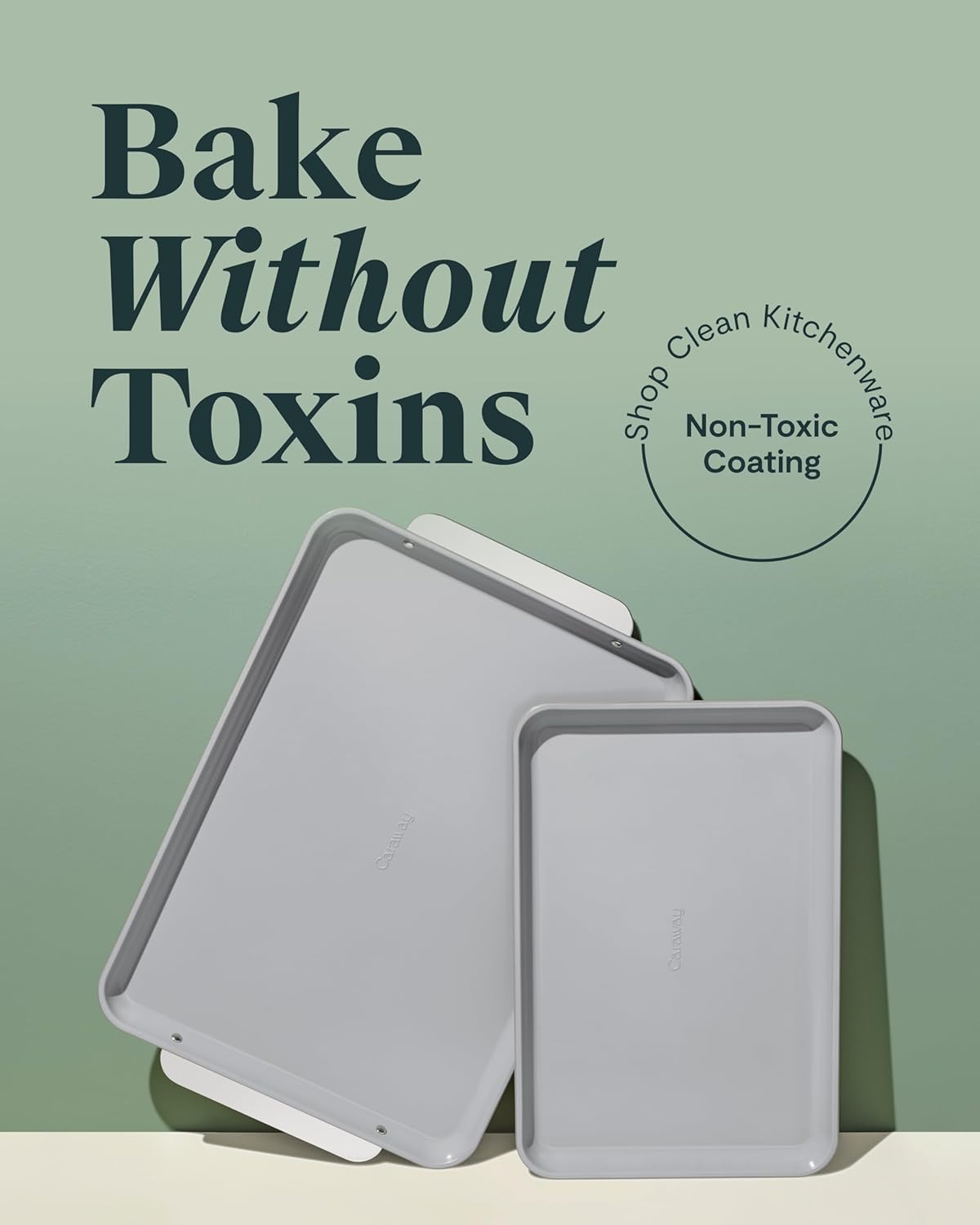 Caraway Non-Stick Ceramic Baking Sheet Duo - Naturally Slick Ceramic Coating - Non-Toxic, PTFE & PFOA Free - 18 x 13" Large & 15 x 10" Medium - Slate - Culinary Roots