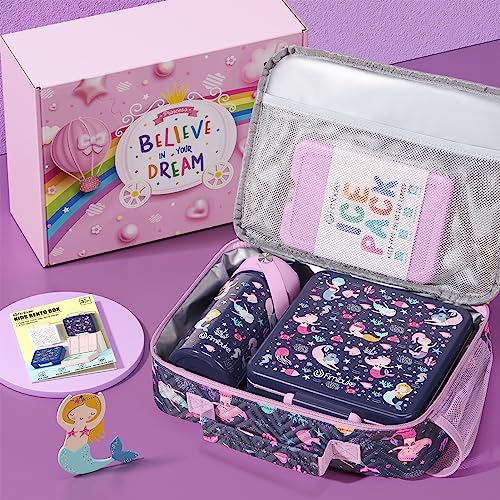Kids Bento Lunch Box with Toddler Insulated Water Bottle Lunch Bag