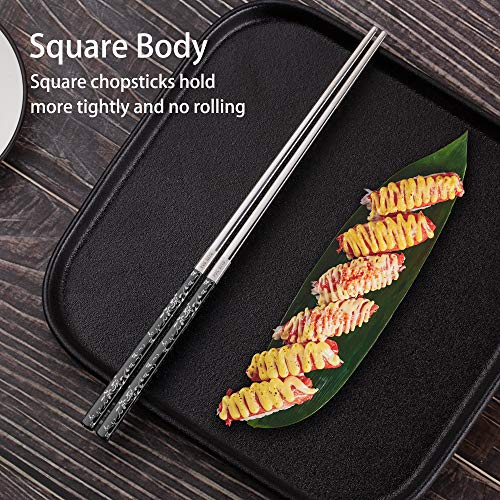 Stainless Steel Chopsticks Titanium Plated Metal Chopsticks Reusable Dishwasher safe Premium Japanese Korean Chopstick Laser Engraved Anti