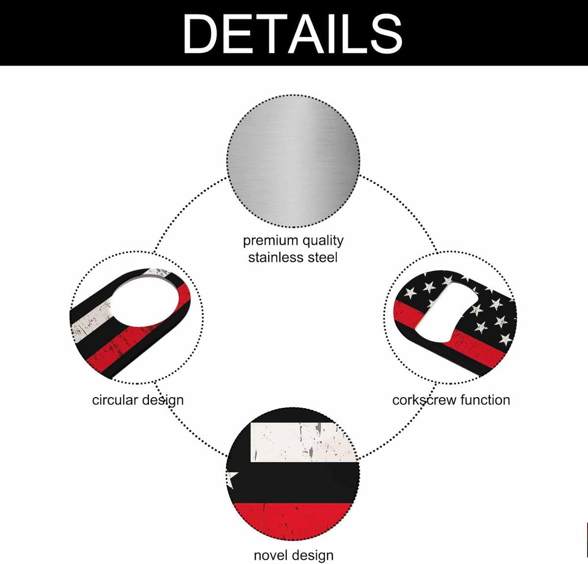 USA Flag Stainless Steel Bottle Opener American Flag Symbolic of Support for Firefighters Red Line Flat Beer Bottle Opener Keychain for Home Kitchen Bar Restaurant Party Birthday Gift
