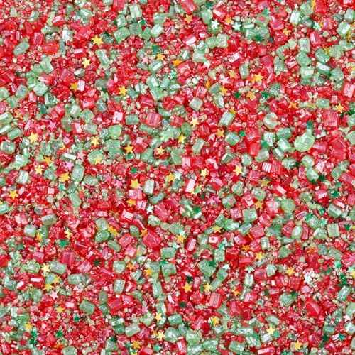 Christmas Red Sanding Sugar Edible Gold Glitter Stars Mix Sugar Sprinkles for Cake Decorating Sparkling Sanding Sugar for Cupcake Toppers Cookie Decorations Wedding Party Celebrations 3.5oz (3.5 Ounce)