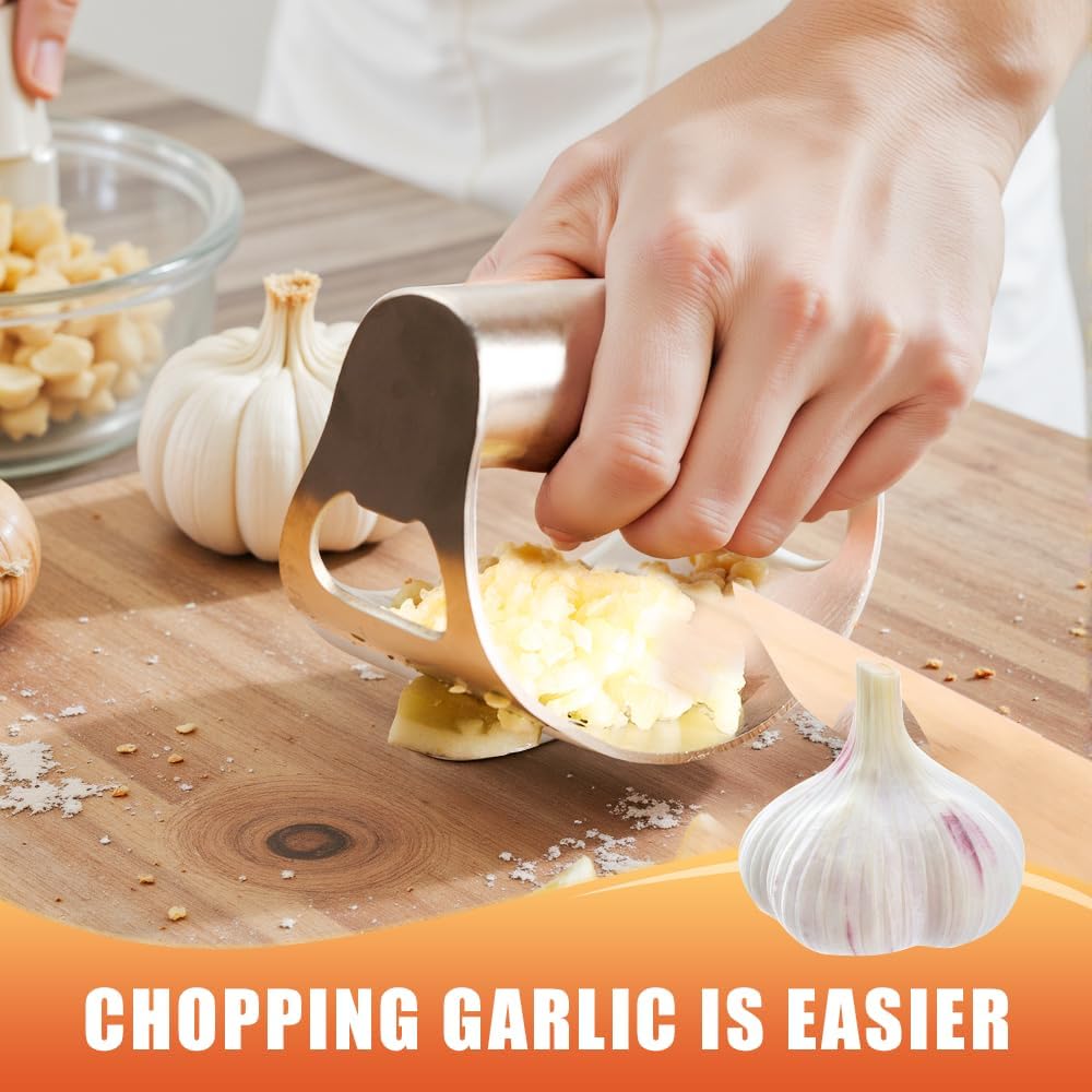 Stainless Steel Garlic Rocker,2025 New Stainless Steel Garlic Press,Garlic Press Rocker,Garlic Cutter (3) - Culinary Roots