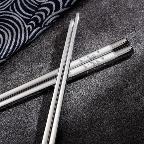 Metal Chopsticks Reusable 2 Pairs Titanium Plated 18 (2 Count)