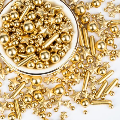 Edible Gold Sprinkles for Cake Decorating (4.6 Ounce)