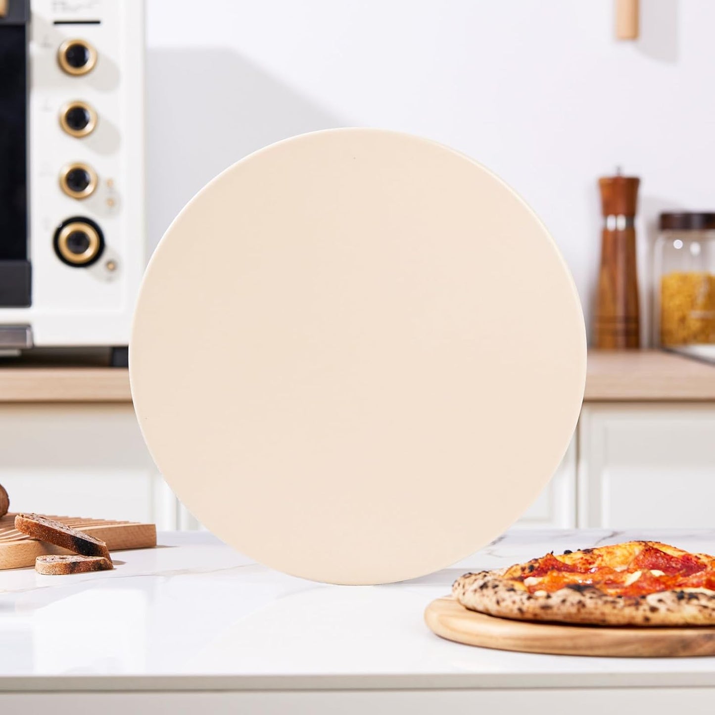 12.6" x 0.4" Coating Pizza Stone, Cordierite & Ceramic Round Pizza Stones for Oven Grill BBQ, Food Grade Baking Stone for Pizza and Bread, Outdoor Pizza Accessories for Grilling - Culinary Roots