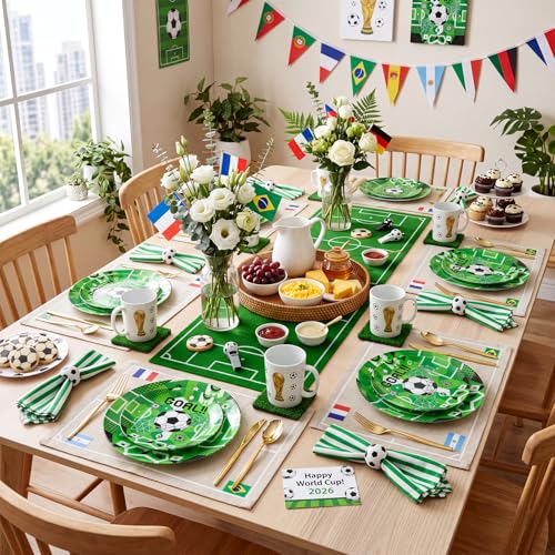 20 Green Plastic Soccer Plates