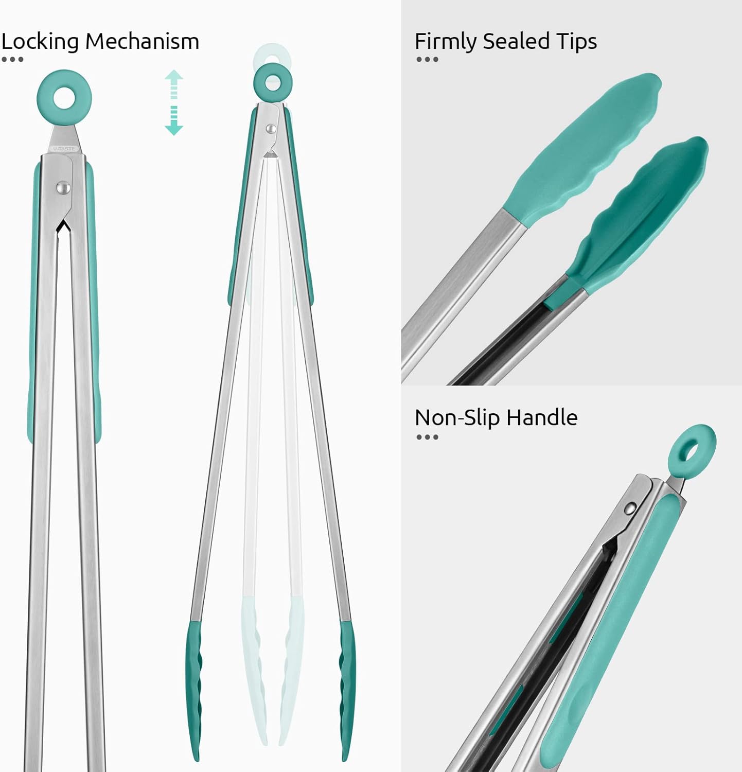 600ºF Heat Resistant Kitchen Tongs: U-Taste 16 in Extra Long Large Silicone Cooking Tong with Sturdy Non Stick Rubber Tips & Non Slip Silicon Coated 18/8 Stainless Steel Handle for Grill BBQ(Aqua Sky) - Culinary Roots