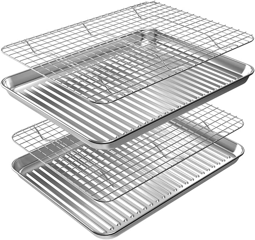 Quarter Baking Sheet Pan Cooling Rack Set