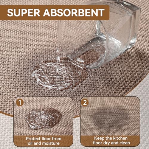 Kitchen Rugs Kitchen Mats for Floor Non Slip Washable Brown 17"x30" (3.55 Sq Ft)
