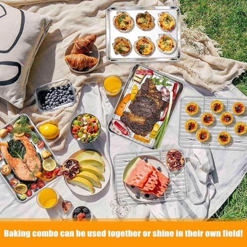 9x7 Inches Mini Stainless Steel Baking Sheet with Wire Cooling Rack