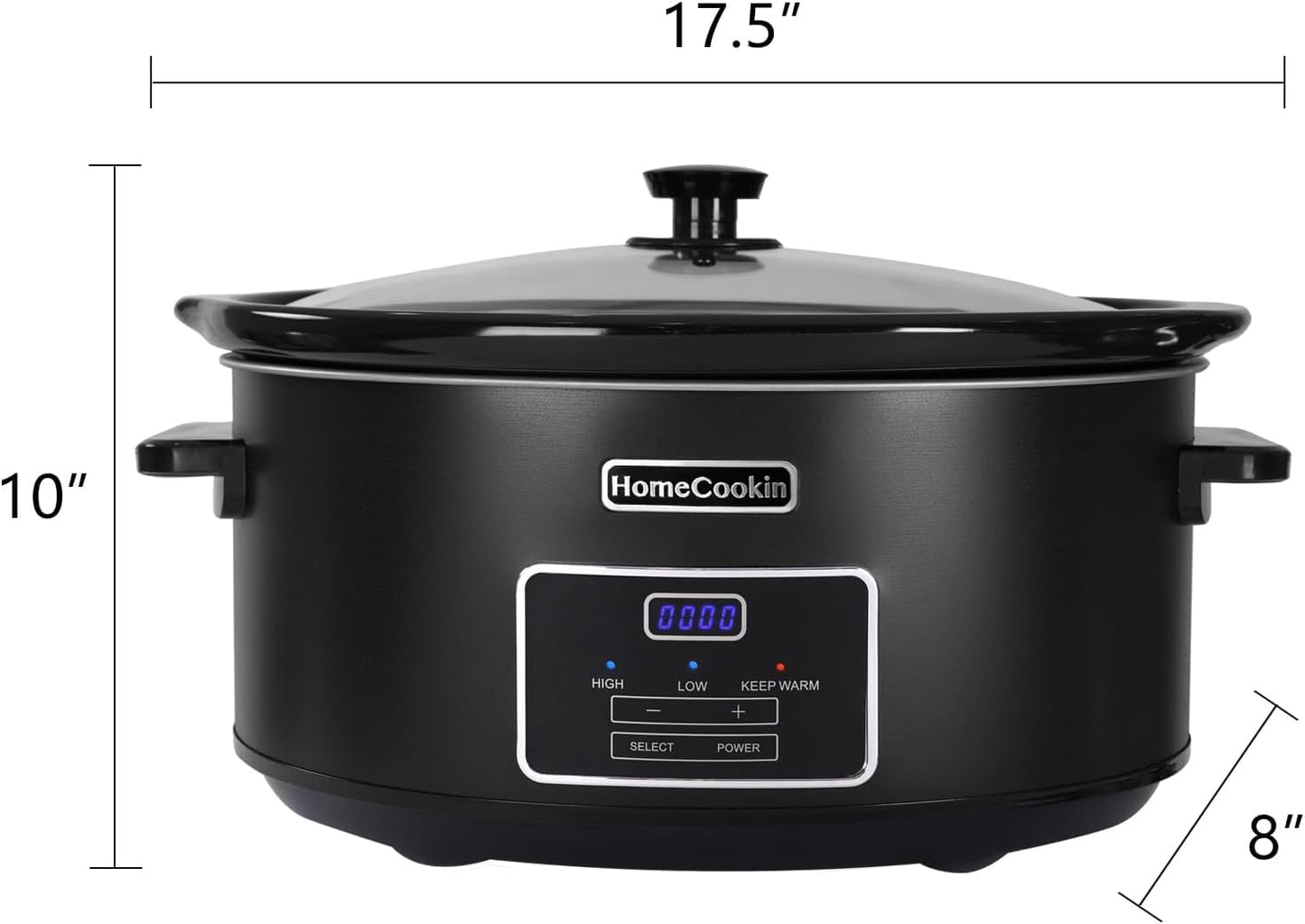 HOMECOOKIN 8 Quart Programmable Slow Cooker, Kitchen Appliances, Perfect Kitchen Small Appliance for Family Dinners, Black Stainless Steel - Culinary Roots