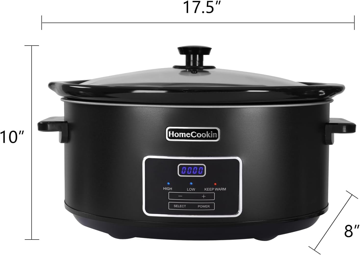 HOMECOOKIN 8 Quart Programmable Slow Cooker, Kitchen Appliances, Perfect Kitchen Small Appliance for Family Dinners, Black Stainless Steel - Culinary Roots