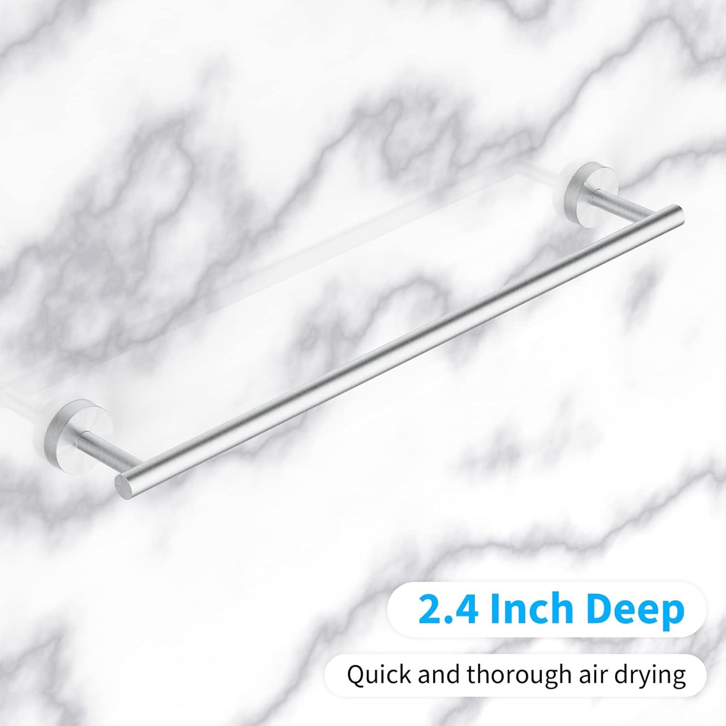 Cilee 2 Pieces Brushed Nickel Bathroom Towel Bar, 24 Inch Double Towel Racks,Bathroom Towel Holder Towel Hanger for Bathroom Stainless Steel Wall Mount