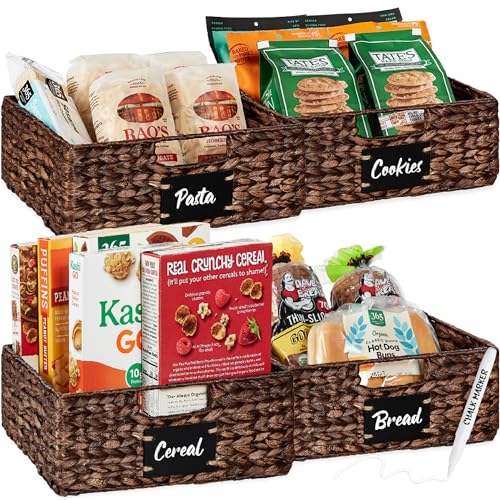 Set of 4 13x12in Water Hyacinth Pantry Baskets (4 Count)