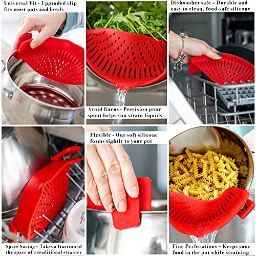 Clip On Pasta Strainer Silicone Universal Fit for all Pots and Bowls Snap On Drainer for Meat