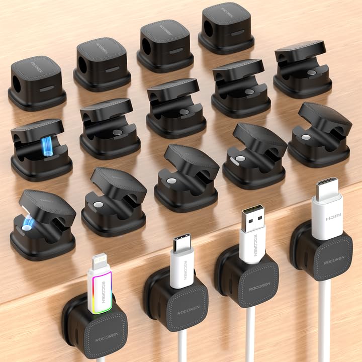 18‑Pack Magnetic 1s‑Lock Adhesive Cable Clips Cord Organizer (18 Count)