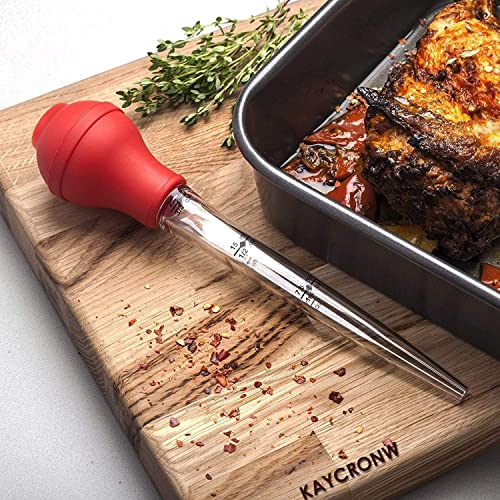 Turkey Baster Commercial Grade Quality Silicone Bulb Including 2 Meat Marinade Injector Needles with Barbecue Basting Brush and Cleaning Brush for Easy Clean Up