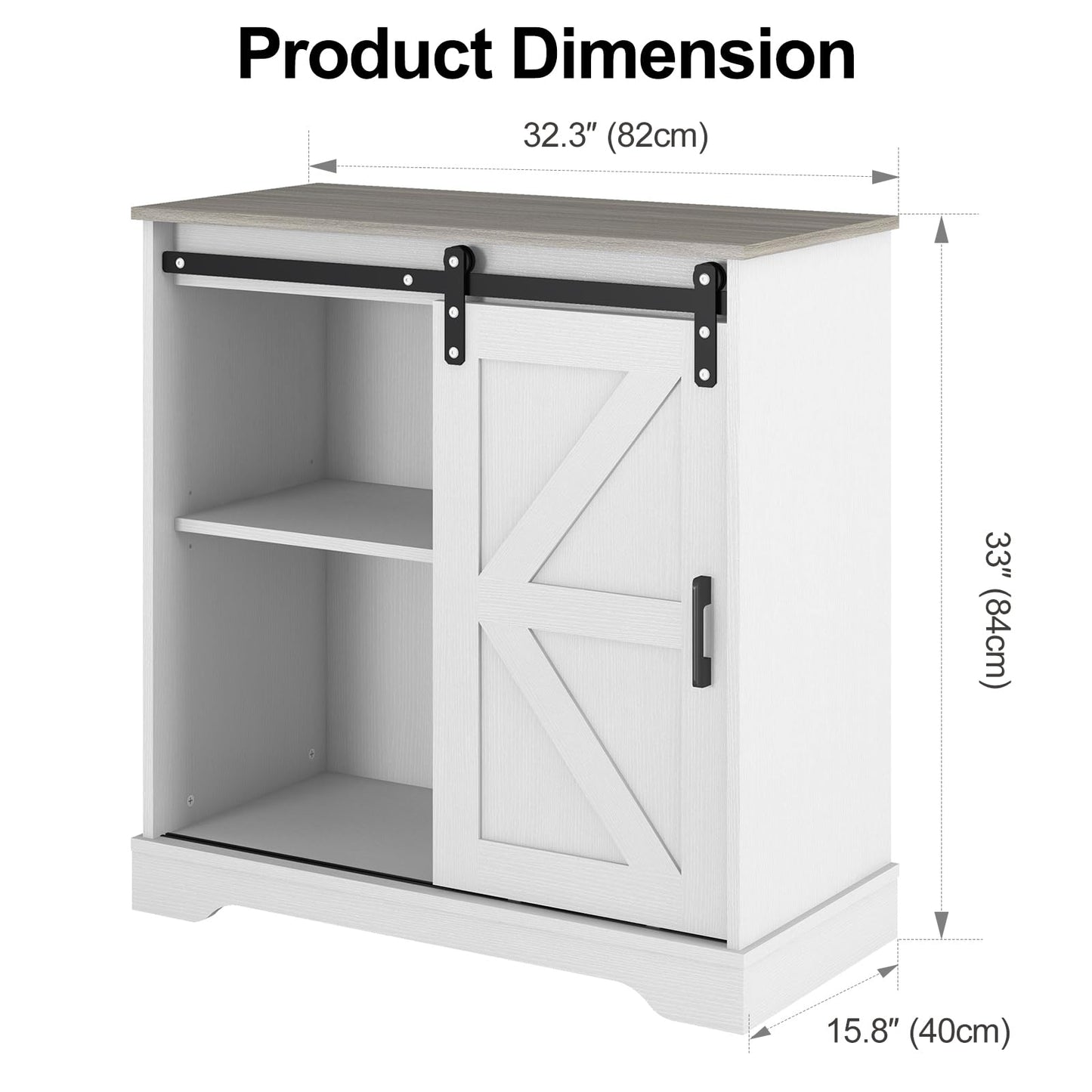 Sliding Barn Door Buffet Sideboard Storage Cabinet Coffee Bar Kitchen Farmhouse Style