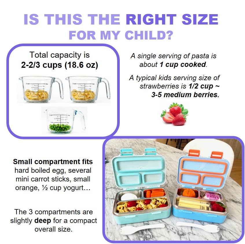 Small Stainless Steel Bento Box Lunch Container Baby Toddlers Purple