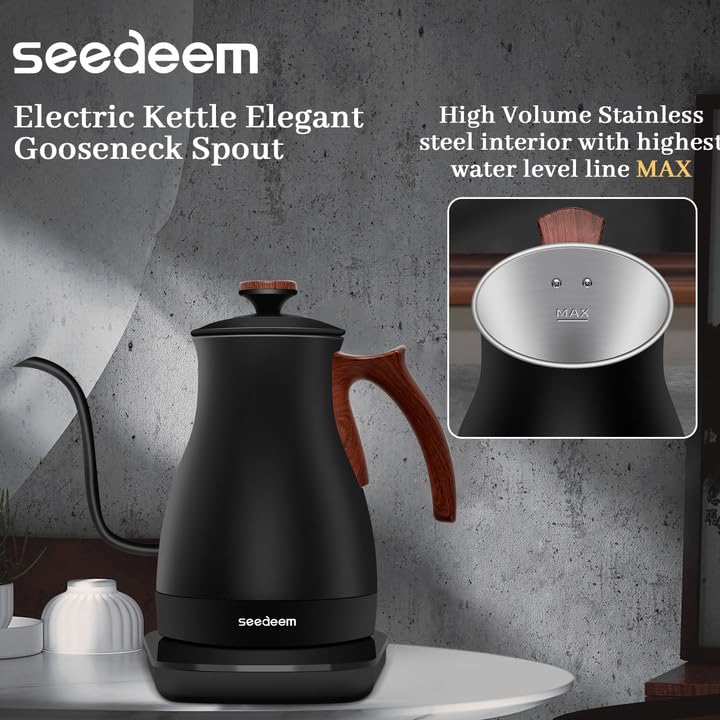 Gooseneck Electric Kettle Full Touch Screen 1200W Electric Tea & Coffee Kettle with Four Heating Modes Rapid Heating