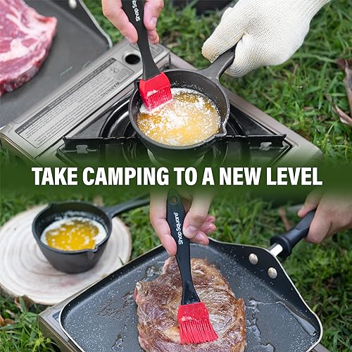 Small Cast Iron Basting Pot with Silicone BBQ Brush