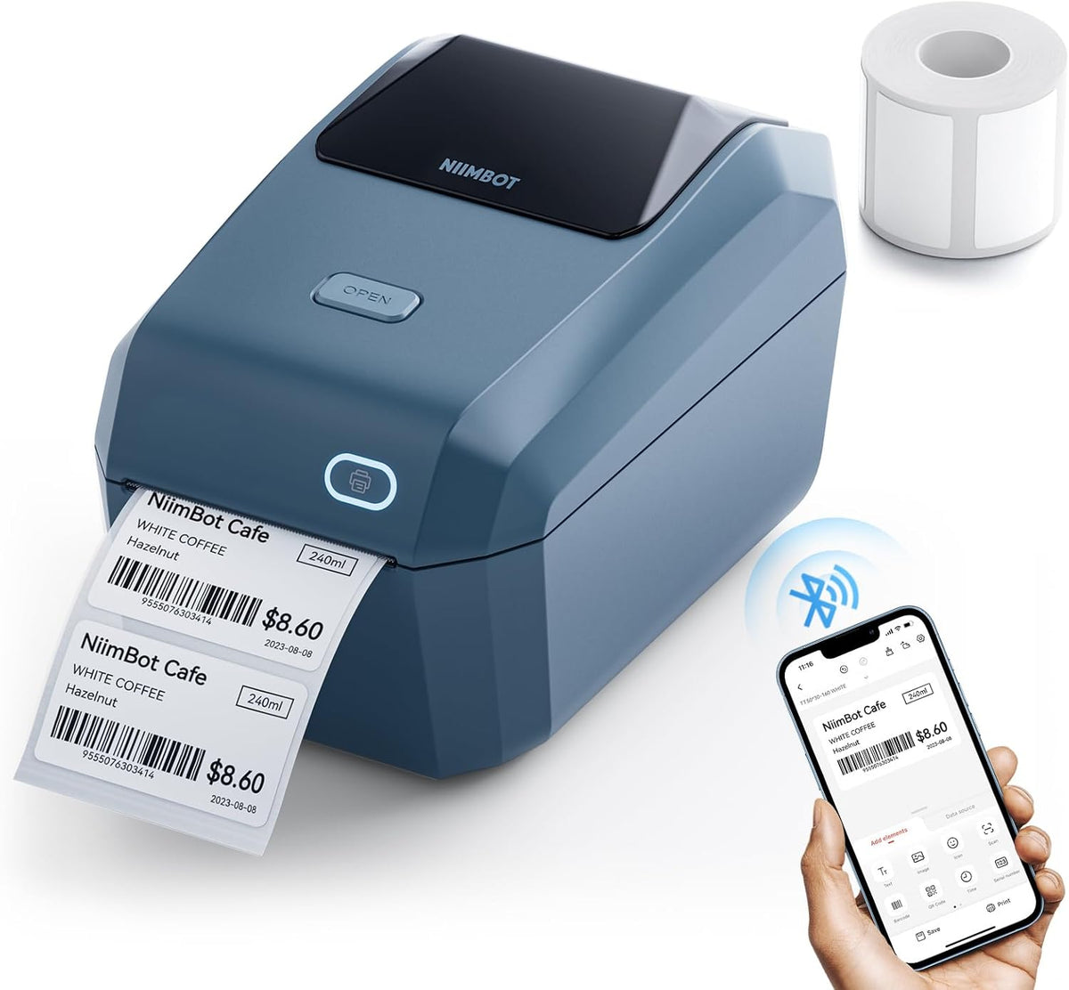 NIIMBOT K3 Label Printer, 3 Inch Desktop Label Maker with High-Speed, Bluetooth and USB Connection, Support Smartphone & PC, Thermal Label Maker for Small Business and Home Office