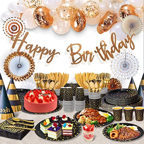 Black Gold Paper Plates (350 Count)