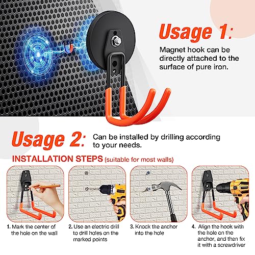4Pcs Large Strong Magnetic Hooks for Hanging Heavy Duty (4 Count)