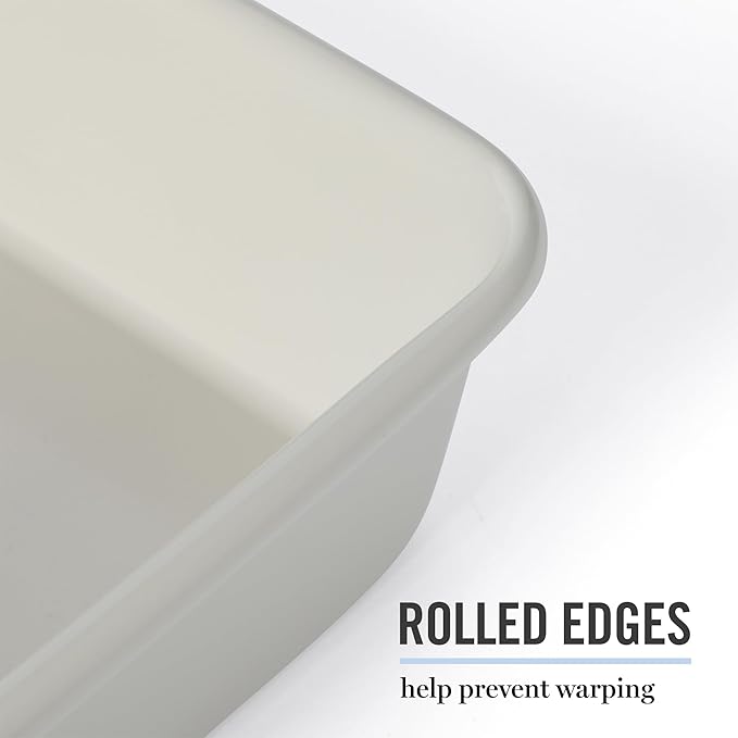 Martha Stewart Gallen 9 Inch Square Nonstick Carbon Steel Cake Pan – Cool Grey, Durable Bakeware for Even Baking and Easy Release