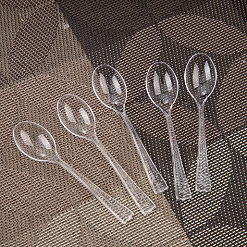 300 Pieces Clear Plastic Mini Spoons for Desserts 4 Inches Clear Plastic Spoons Heavy Duty Perfect for Cake (300 Count)