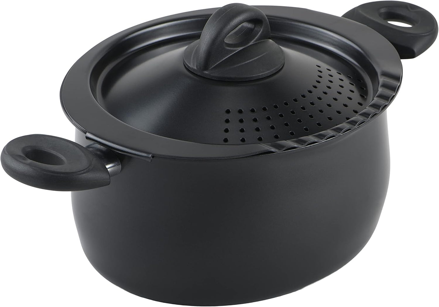 Bialetti 5.5-Quart Nonstick Aluminum Pasta Pot with Strainer Lid and Handles, PFOA-Free Nonstick Oval Cooking Pot and Lid, Black - Culinary Roots