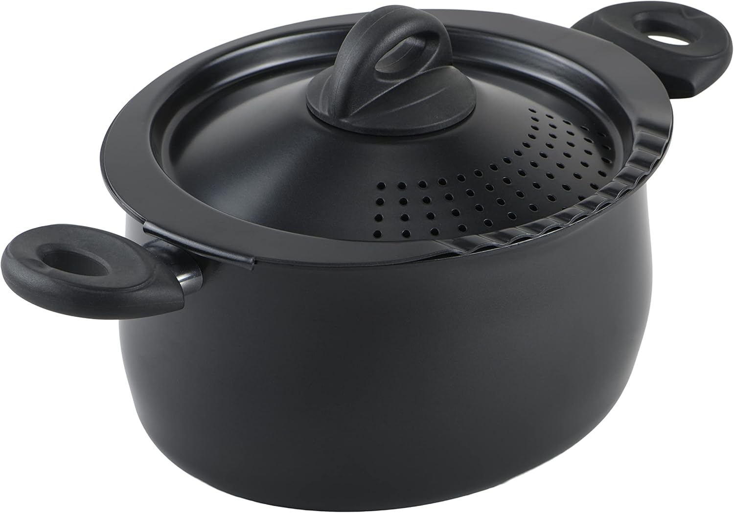 Bialetti 5.5-Quart Nonstick Aluminum Pasta Pot with Strainer Lid and Handles, PFOA-Free Nonstick Oval Cooking Pot and Lid, Black - Culinary Roots