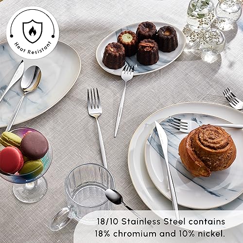 Lizbon - 18/10 Stainless Steel Silverware Set for 12, 60 Piece Heavy Duty Flatware Set, Dishwasher Safe Modern Cutlery incl. Kitchen Forks, Spoons, Knives Eating Utensils Sets - Platin