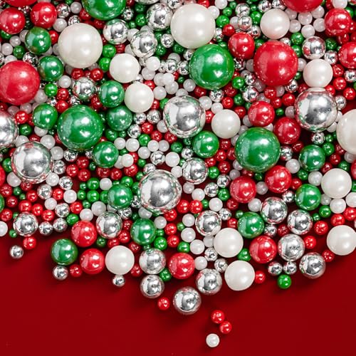 Edible Christmas Sprinkles Pearls for Cake Decorating (4.5856 Ounce)