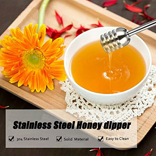 Stainless Steel Honey Dipper Stick 6.3 Inch Honey Wand Server for Honey Pot Dispense Drizzle Honey