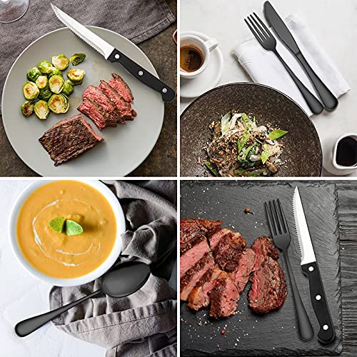 48 Piece Black Flatware Set with Steak Knives (8 Count)
