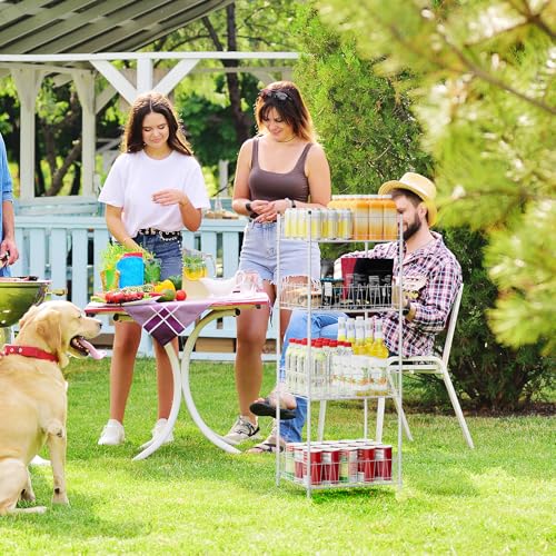 Water Bottle Holder Organizer 4 Tier Drink Can Shelf Organizer Rack for Floor Freestanding Water Bottle Rack Stand Beverage Storage Shelf for Pantry Kitchen Food Storage (4 Count)