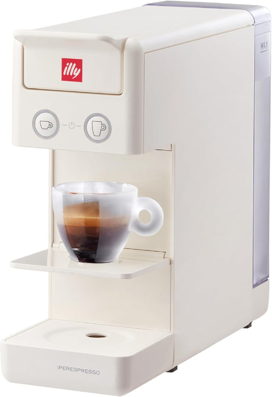 Illy Y3.3 Espresso Machine, Single Serve Coffee Machine for IperEspresso Capsules, Single Cup Espresso Maker (White)