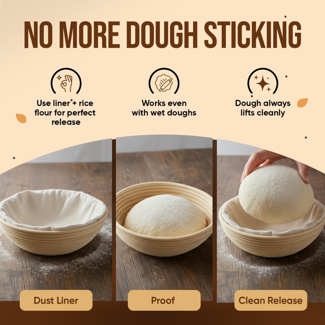 Trailblaze Banneton Bread Proofing Basket Set – Complete Sourdough Bread Baking Supplies – Sourdough Starter Kit – Sourdough Proofing Basket Gift for Bakers - Bread Baskets (9" Round & 10" Oval)