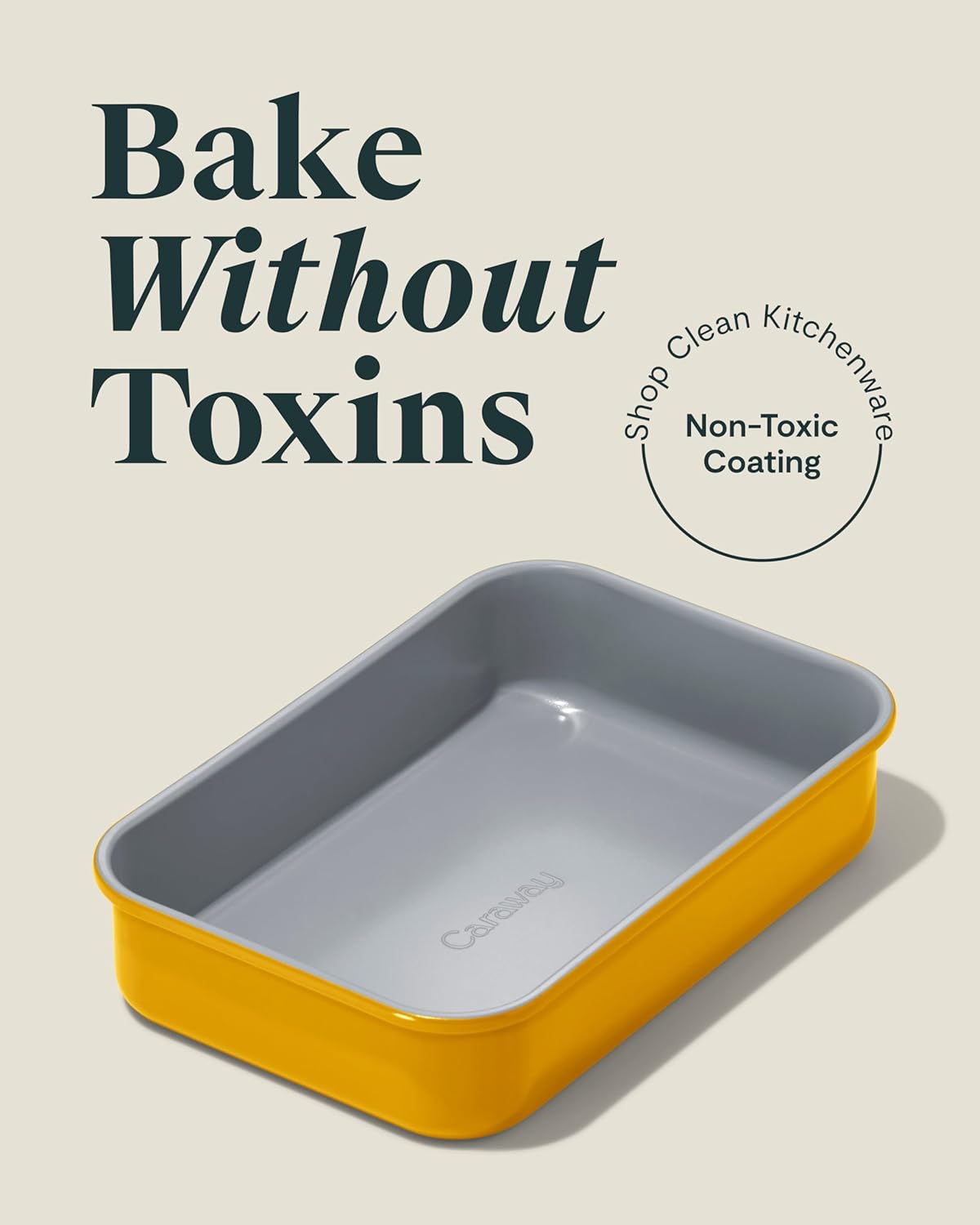 Caraway Nonstick 9” x 6.5” Small Rectangle Baking Pan – Non-Toxic, PTFE & PFOA Free – Aluminized Steel Core – Deep Ceramic Baking Pan for Casseroles, Lasagna & More - Marigold - Culinary Roots