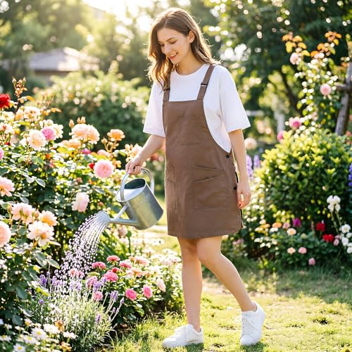 Waterproof Reversible Adjustable Bib Apron with 6