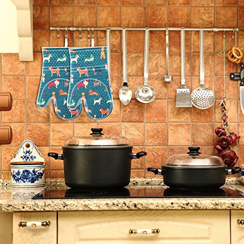 Oven Mitts with Transparent Clear Silicone Shell and Nice Dog Printing (2 Count)